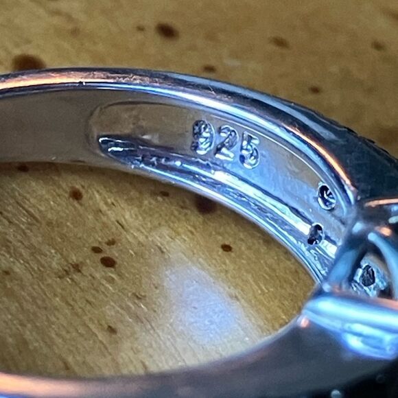 Natural Black Spinel Sterling Silver Ring Set Size 6 - Picture 7 of 11